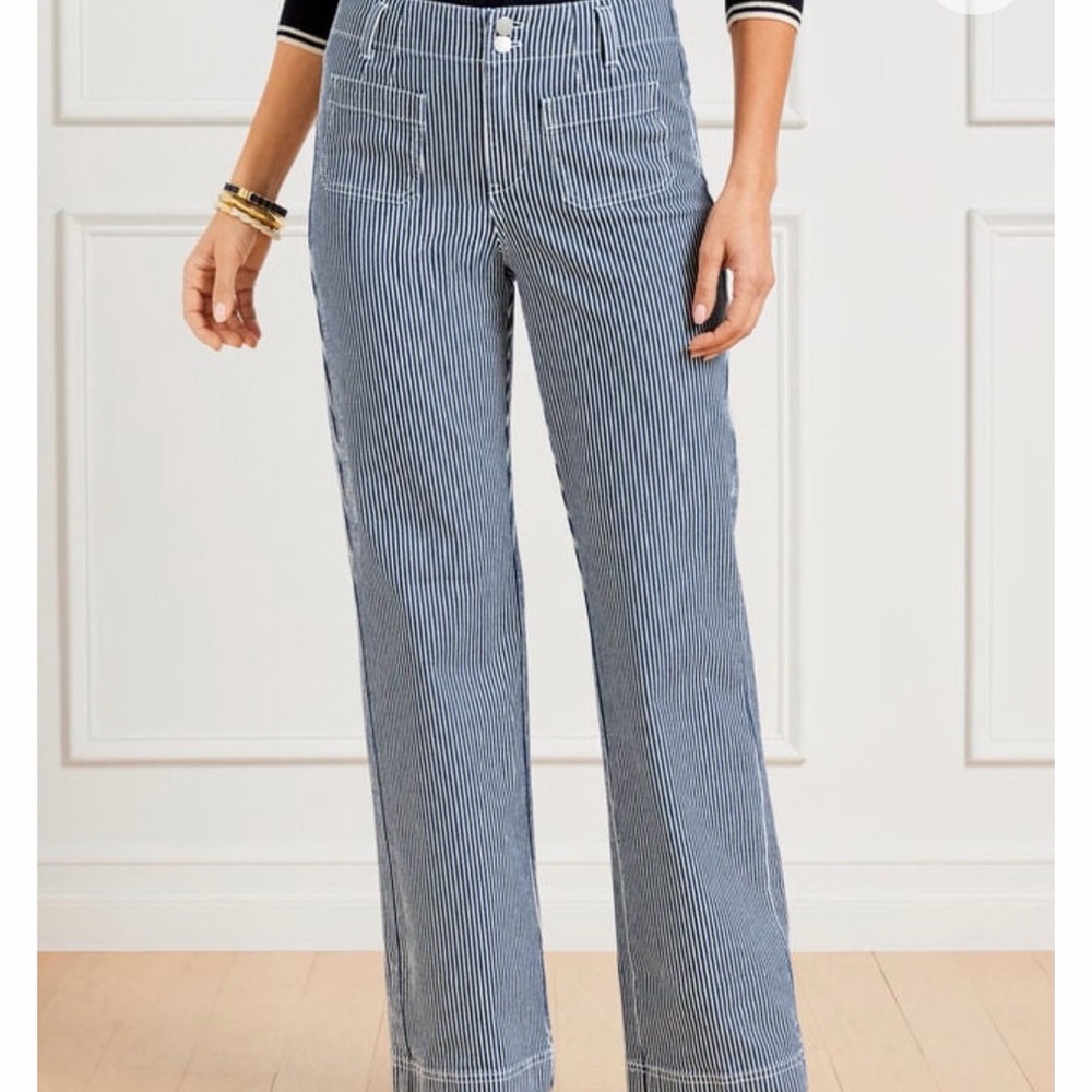 Talbots Blue Striped Flare Jeans - Picture 10 of 12